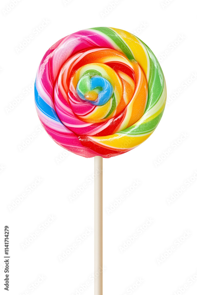 Rainbow swirl lollipop isolated on transparent background Rainbow swirl lollipop isolated on transparent background