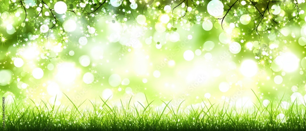 Green field with grass and trees Green field with grass and trees