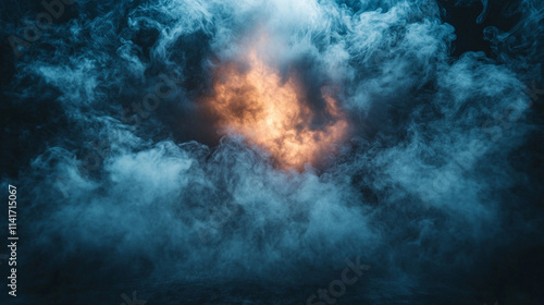 Dense, dramatic smoke billows outward, creating an ominous empty center. Perfect for spooky Halloween themes, it symbolizes chaos, mystery, and the unknown, evoking tension and eerie vibes