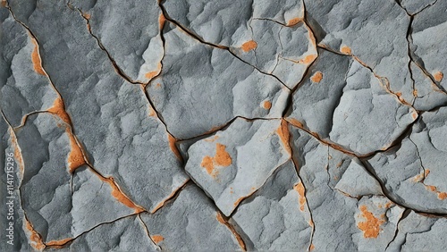 stunning close-up of textured, rugged grey rock formations with deep cracks and veins
