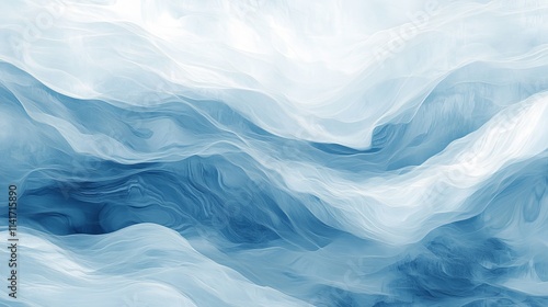 Wallpaper Mural Abstract Blue White Wavy Layered Texture, Blue Shades Abstract, Fluid Motion Art Torontodigital.ca