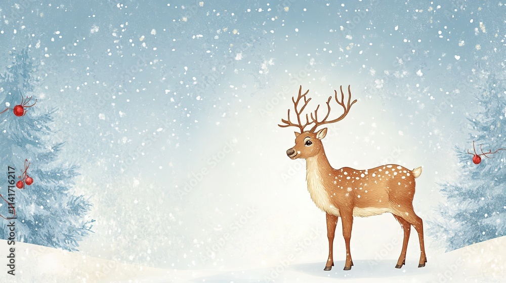 Christmas card with reindeer Christmas card with reindeer