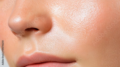 Wallpaper Mural 3D Macro close up of facial skin with clogged pores, showing the texture and appearance of blackheads, symbol of acne and skincare concerns, clean minimal background Torontodigital.ca