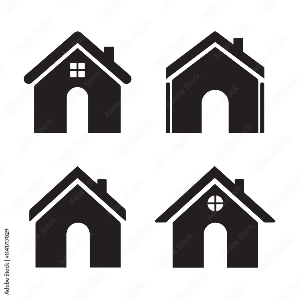 Set of Home filled icon silhouette vector design Set of Home filled icon silhouette vector design
