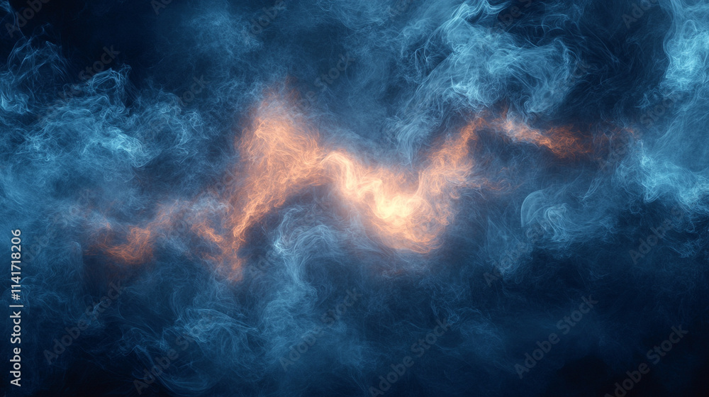 Dense, dramatic smoke billows outward, creating an ominous empty center. Perfect for spooky Halloween themes, it symbolizes chaos, mystery, and the unknown, evoking tension and eerie vibes