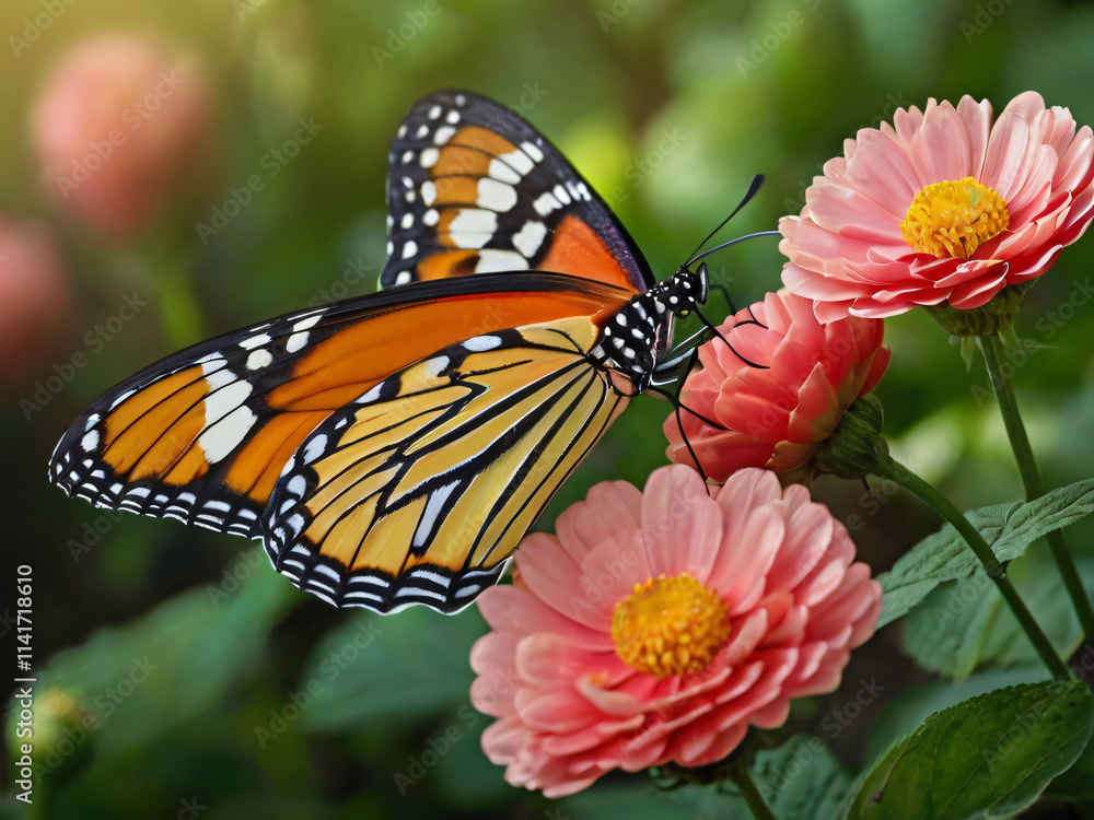 Fototapeta premium big butterfly on flower