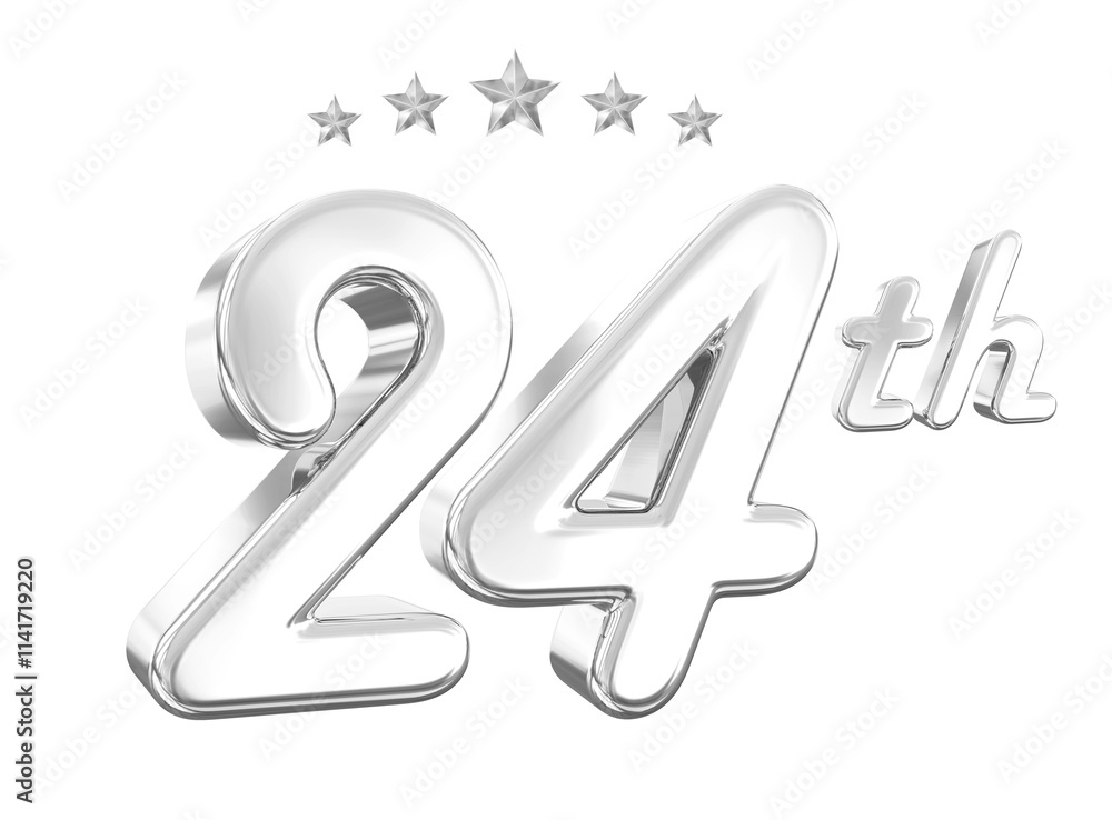 24 Year Anniversary Silver Number 24 Year Anniversary Silver Number