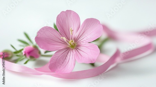 Delicate Pink Flower with Ribbon