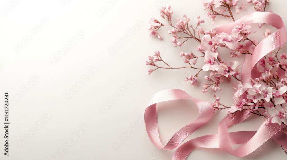 Delicate Pink Flowers Arranged With a Ribbon Delicate Pink Flowers Arranged With a Ribbon
