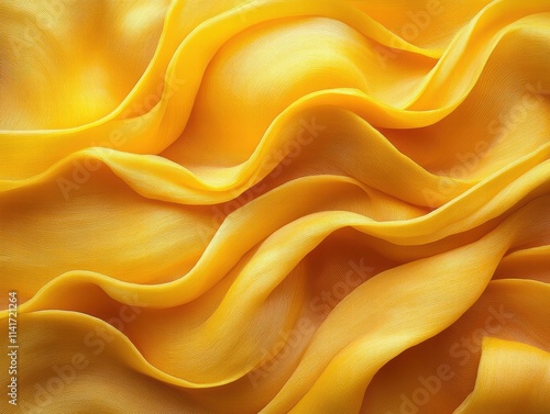 Abstract Organic Waves of Yellow Fabric Studio Setting Textile Photography Soft Lighting Artistic Design