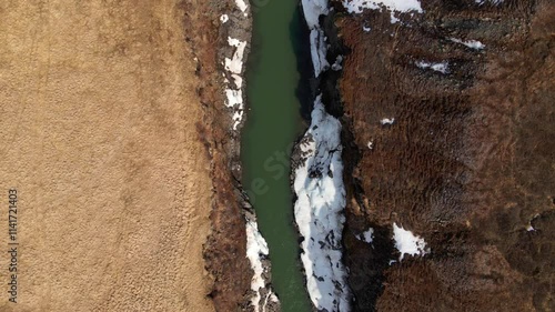 Canyon with a river near Stuolagil in Iceland during the winter photo