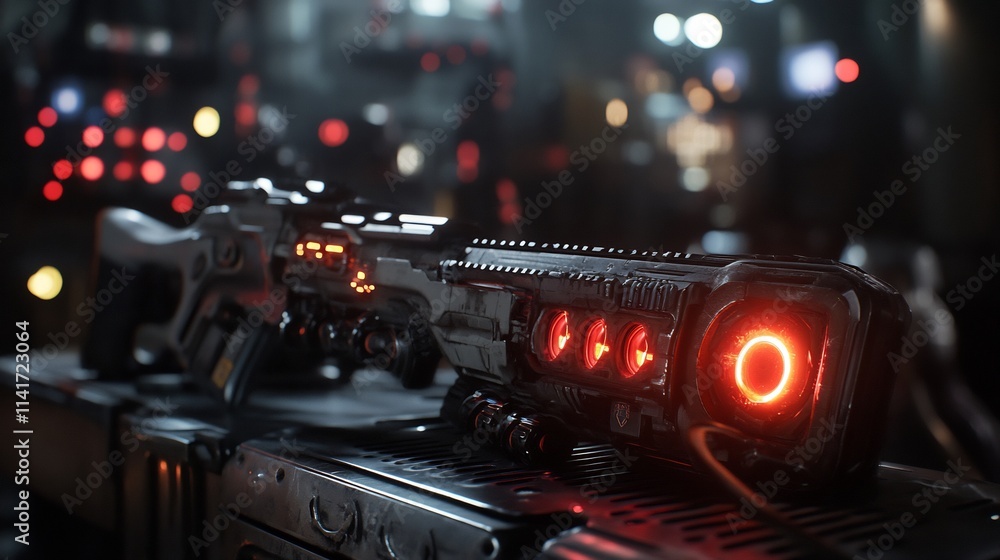 Fototapeta premium Futuristic Sci-Fi Weapon: Cyberpunk Style Energy Rifle