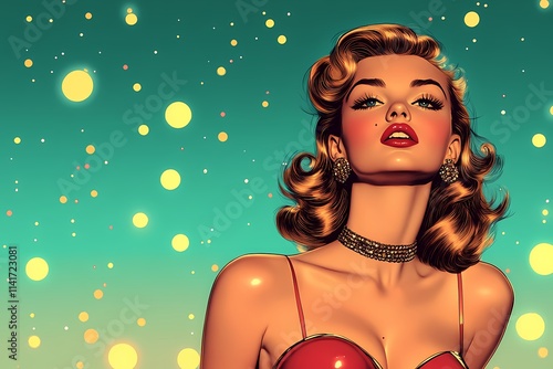 Retro Pin-up Gal: 1960's Vintage Clip Art Sticker