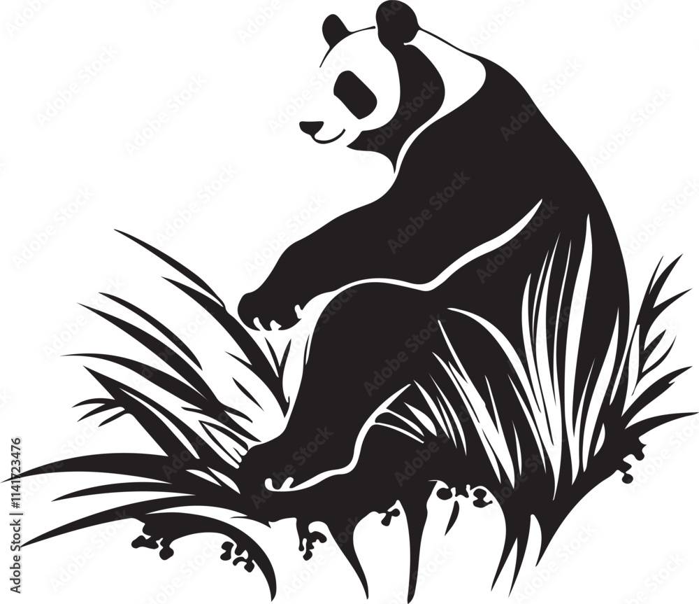 Obraz premium Vector silhouette panda logo design