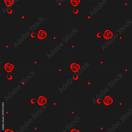 seamless botanical pattern of painted oriental motifs 
