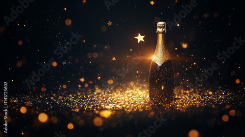 A champagne bottle on a blurred background. photo