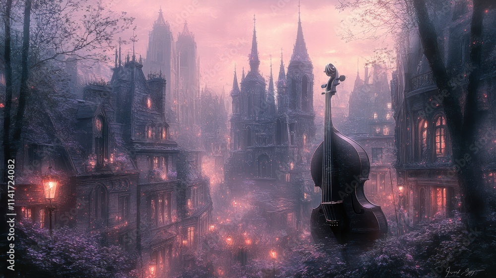 Dancing Lavender Violin Plots Amidst Towering Structures Enigmatic Cityscape Artistic Fantasy Twilight Ethereal Harmony Dancing Lavender Violin Plots Amidst Towering Structures Enigmatic Cityscape Artistic Fantasy Twilight Ethereal Harmony