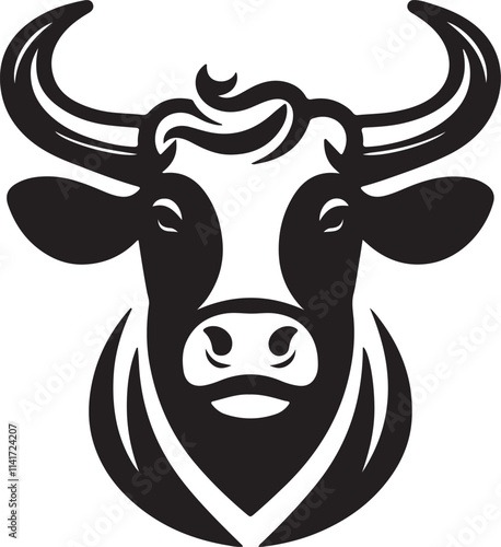 Vector silhouette cow logo design art