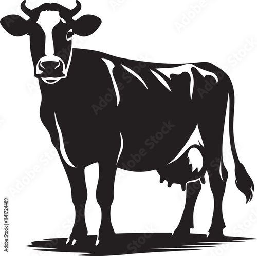 Vector silhouette cow logo design art