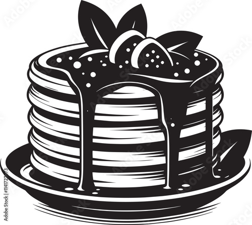 Delicious pancake silhouette vector illustration isolated on a white background