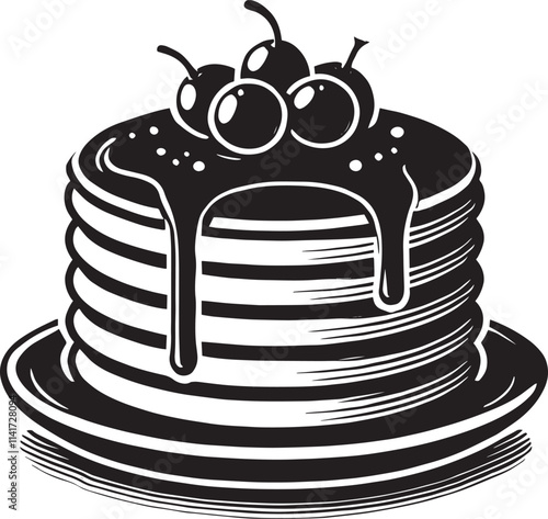 Delicious pancake silhouette vector illustration isolated on a white background