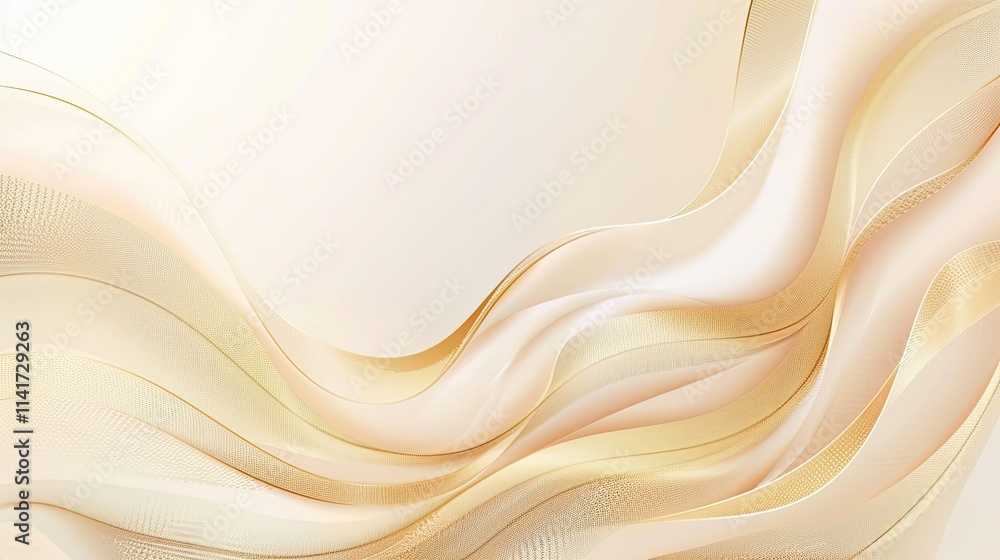 Obraz premium Abstract wavy design in soft beige and cream tones, ideal for backgrounds or digital art.