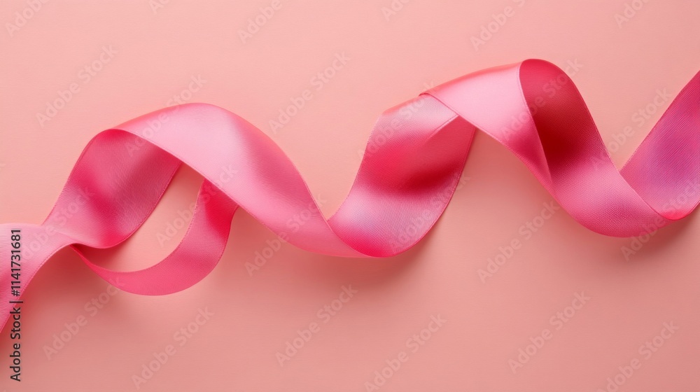 Pink satin ribbon swirls on a pale pink background Pink satin ribbon swirls on a pale pink background