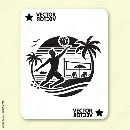 black design art of man or girl playing volly in style