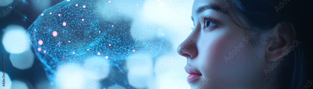 Fototapeta premium AI and human engaging in virtual therapy for mental health