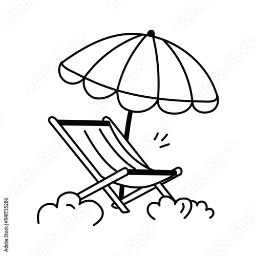 Icon of a sunbed with an umbrella for relaxation at parks