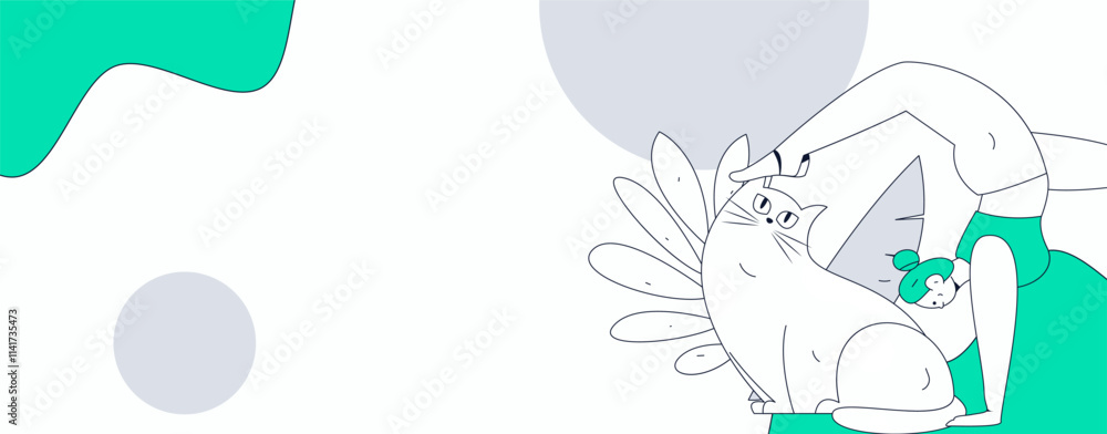 Fototapeta premium Home indoor character scene flat vector concept operation hand drawn illustration