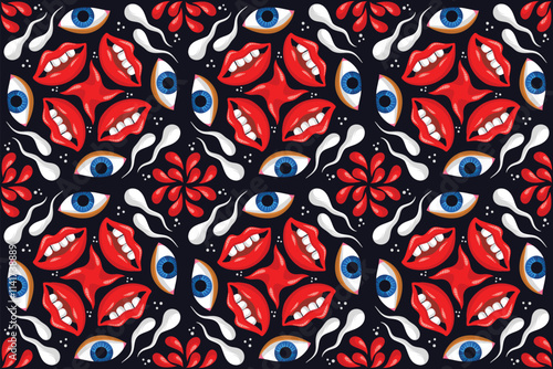 Eyes And Lips Pattern Seamless Pattern