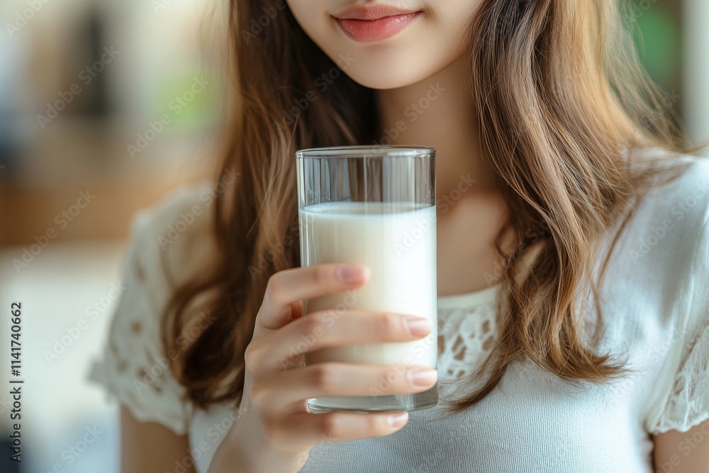 asian young woman having a stomachache, abdominal pain or digestive, hand in holding belly after drink glass of milk. Lactose intolerance, allergy from dairy food, health care, Generative AI asian young woman having a stomachache, abdominal pain or digestive, hand in holding belly after drink glass of milk. Lactose intolerance, allergy from dairy food, health care, Generative AI