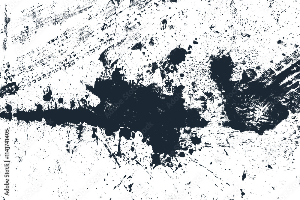 Obraz premium Mud tire tracking. Dirt track from the car wheel protector. Tire mark silhouette. Grunge overlay texture. Abstract black pattern. Vector illustration, EPS 10.
