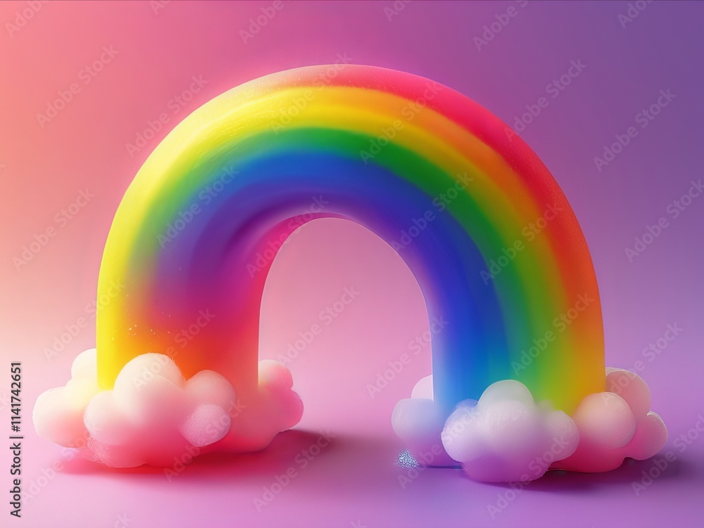 Rainbow with clouds on multicolor background Rainbow with clouds on multicolor background