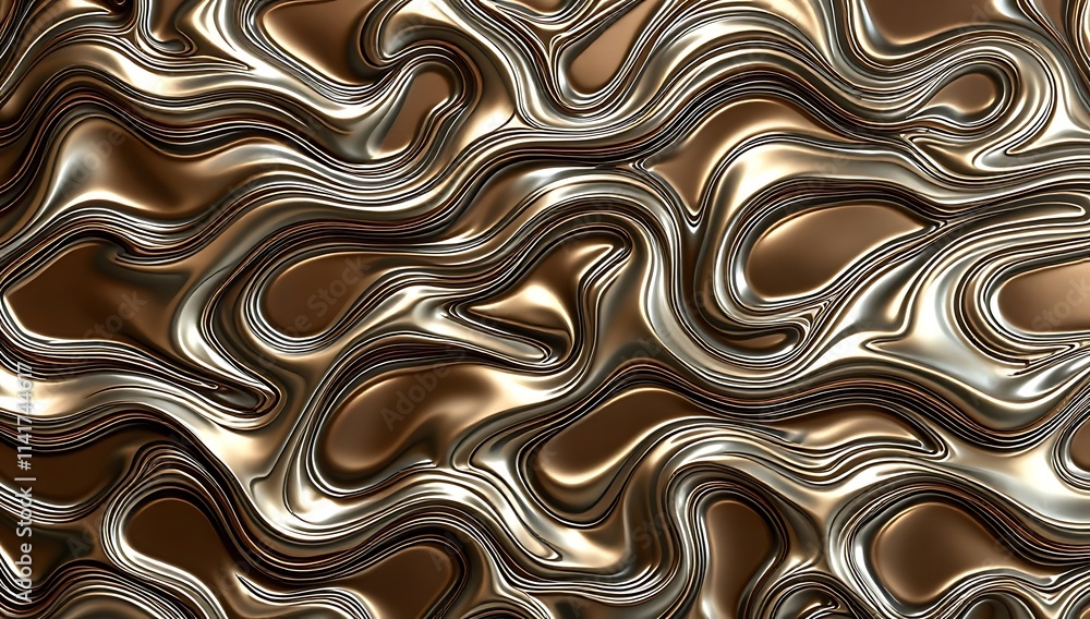 Fototapeta premium Abstract Swirling Metallic Brown and Silver Texture