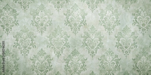 Elegant Sage Green Damask Pattern Background Texture for Design Projects