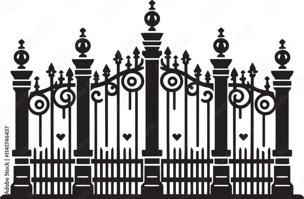House Garden Fence silhouette vector illustration isolated on a white background House Garden Fence silhouette vector illustration isolated on a white background