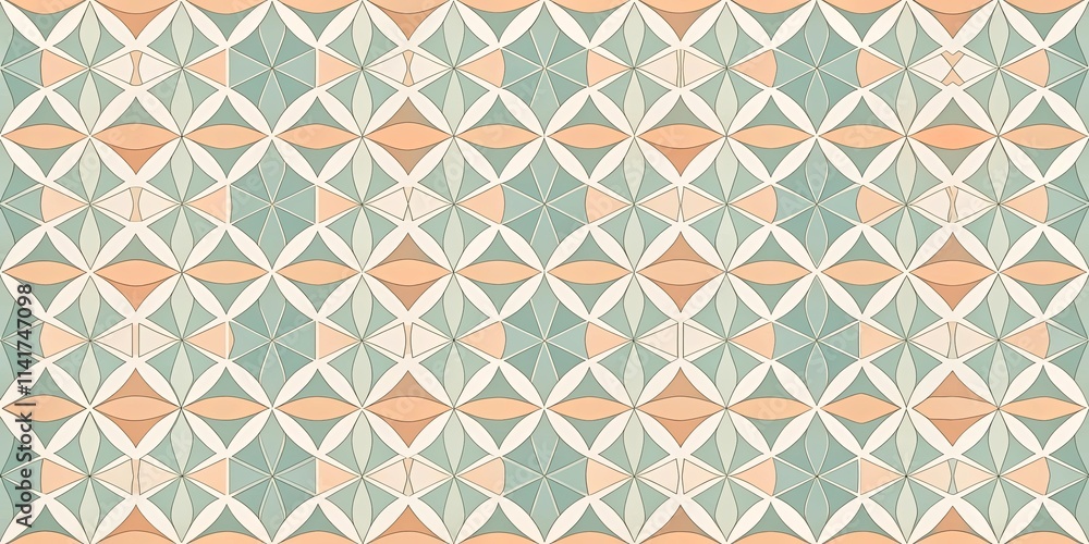 Fototapeta premium Seamless Pastel Geometric Pattern with Interlocking Shapes and Subtle Color Variations