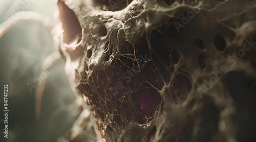 Disintegration of bone and tissue in human skull