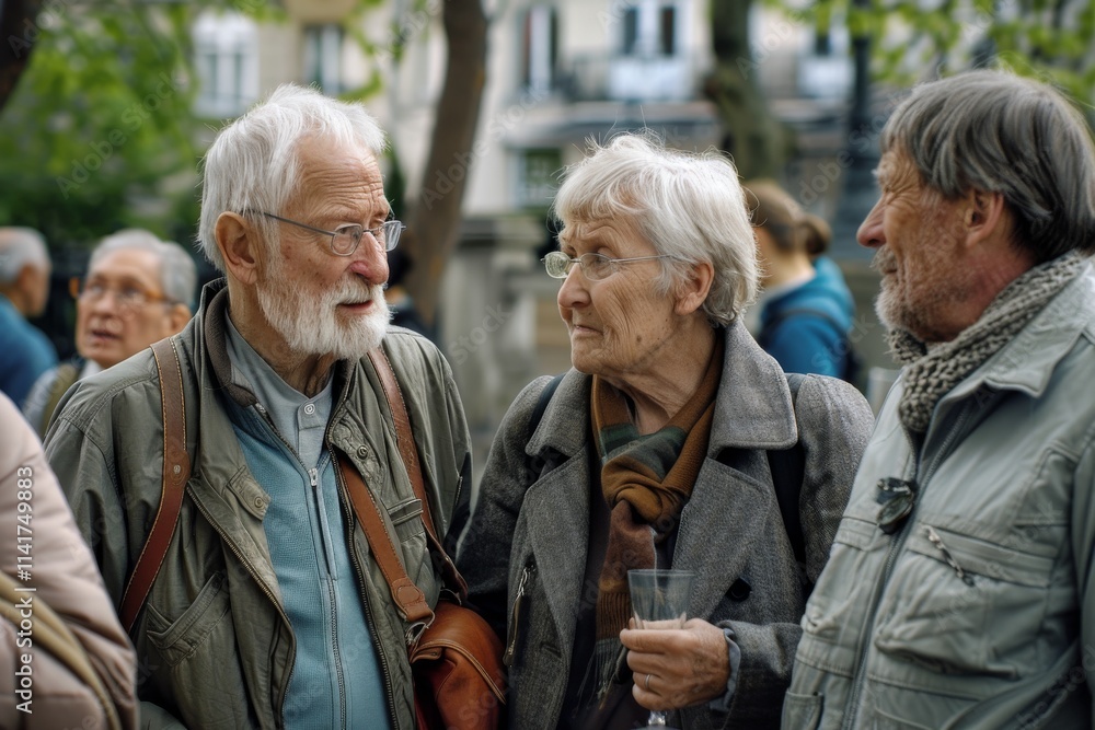 Group of senior people walking in the city. Elderly people lifestyle Group of senior people walking in the city. Elderly people lifestyle