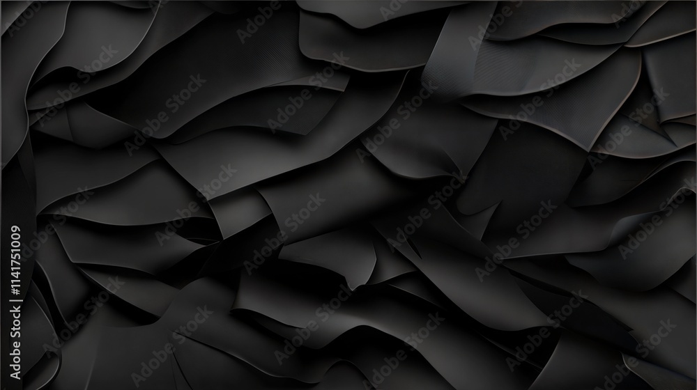 Obraz premium Black Abstract Waves, Dark Tones, Modern Design Concept