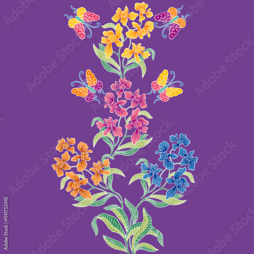 Nyonya Batik Sarong Orchid Pattern.