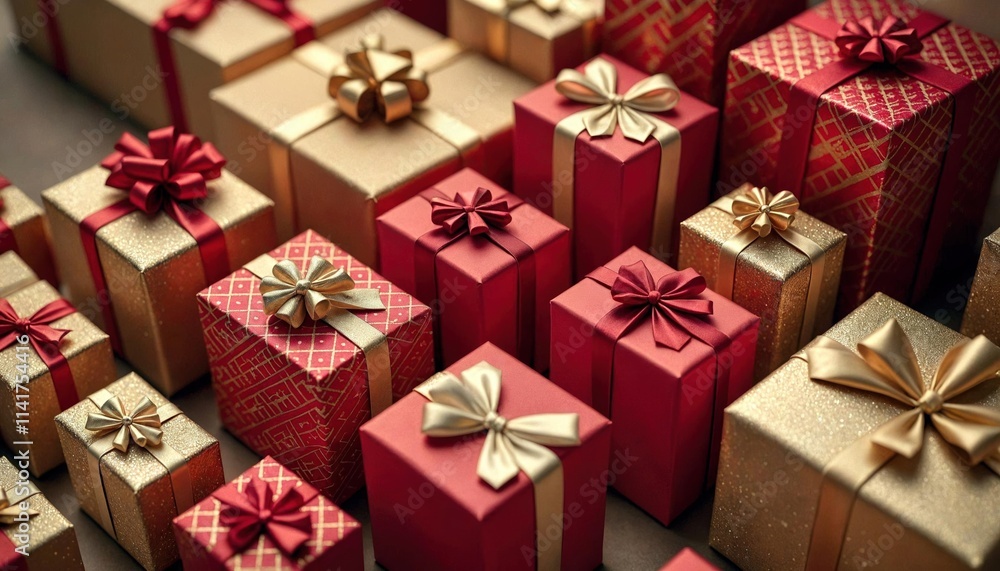 Obraz premium Elegant Christmas Gift Pyramid Display