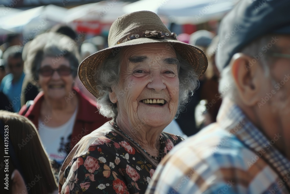 Portrait of elderly woman in hat and glasses on the street in Zagreb, Croatia. Portrait of elderly woman in hat and glasses on the street in Zagreb, Croatia.