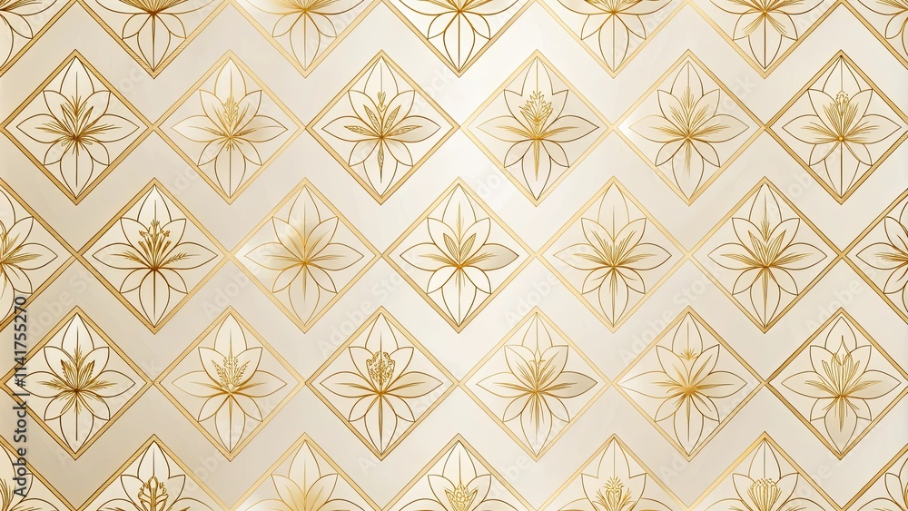 Fototapeta premium Elegant Gold Floral Diamond Pattern Design for Decor