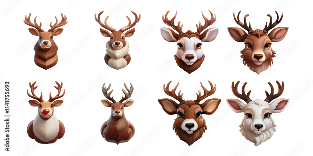 Whimsical Collection of Cartoon Deer Illustrations, isolated on transparent background Whimsical Collection of Cartoon Deer Illustrations, isolated on transparent background