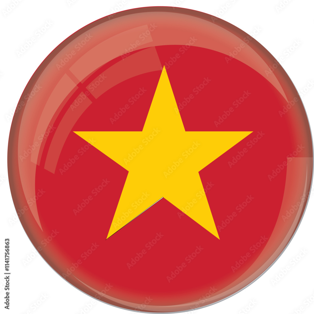 Vietnam flag with glossy rounded button for football team and national emblem Vietnam flag with glossy rounded button for football team and national emblem