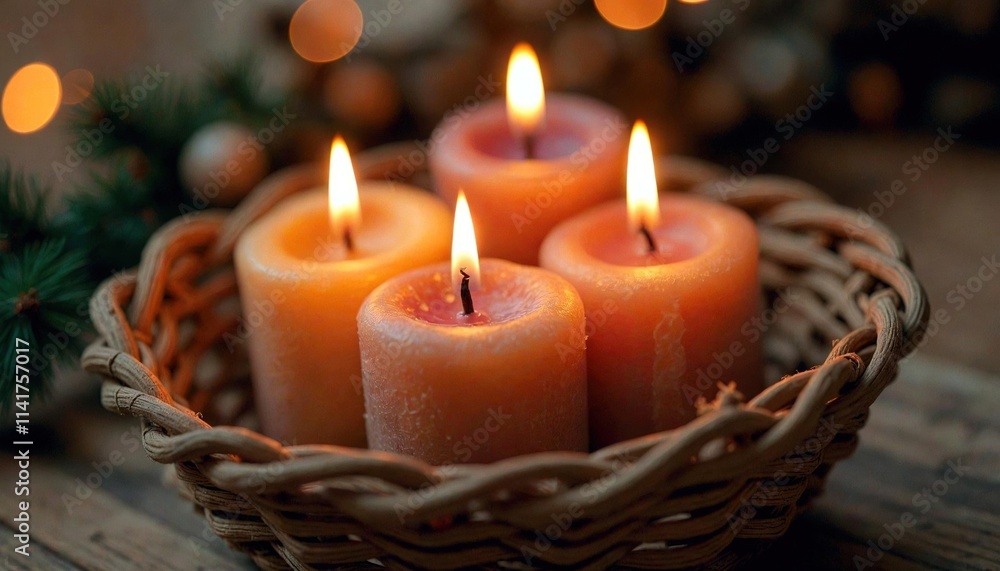 Scented Advent Candles in Rustic Basket Scented Advent Candles in Rustic Basket