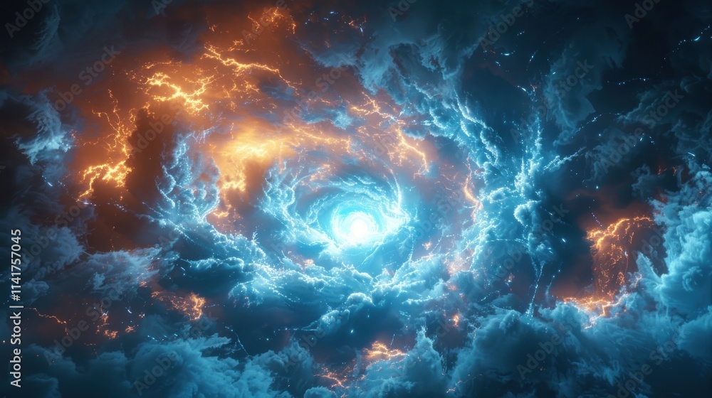 Fototapeta premium Cosmic Storm - A Symphony of Light and Energy